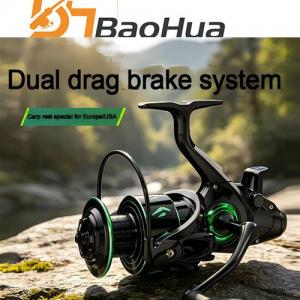 DJ Series Dual Drag Spinning Reel Front & Rear Brake System Bait Clicker Alarm 10kg Max Drag Metal Spool Carp