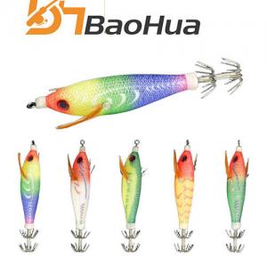 5pcs/bag Wooden Shrimp Lure YAMA UV Octopus Cuttlefish Wooden Egi Shrimp Fishing Squid Jig Lure