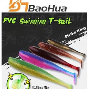 55mm 75mm 5 Colors Paddle Tail Soft Plastic Fishing Lure Bionic Worm Swimbait T Tail Fishing Lures Tpr Soft