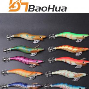10pcs/set 2.5# 3.0# 3.5# Fishing Wood Shrimp Luminous Squid Octopus Fishing Lure Combo Hard Bait Wobbler Squid Jig Lure Kit