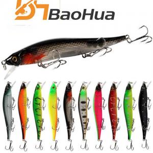 120mm 14g Hard Plastic Minnow Deep Diving Trolling Lures ABS Metal Printed Artificial Hard Bait for Fishing in River Lake Stream