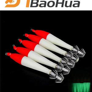  in Stock 5pcs/bag Luminous Squid Jigs Wood Shrimp Squid Hook Octopus Egi Saltwater Fishing Lure Artificial Fishing Tackle
