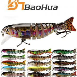 3D UV print fishing baits Multi-section Trout Lure SWIMBAIT Artificial Hard Bait Plastic Hooks 8-section 5-color Ocean Beach Fishing